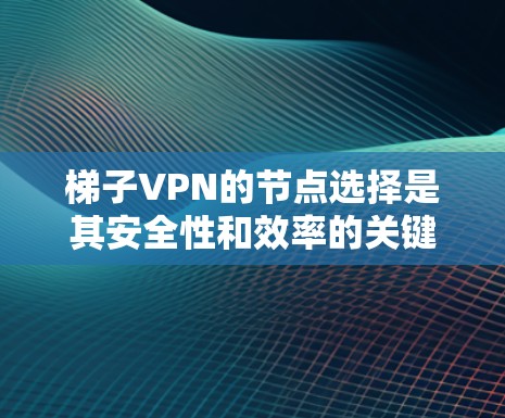 梯子VPN的节点选择是其安全性和效率的关键。以下是对梯子VPN节点选择的详细分析