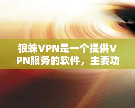 狼蛛VPN是一个提供VPN服务的软件，主要功能包括VPN连接、在线游戏、视频会议等。在测试时，狼蛛VPN的连接速度测试结果如下
